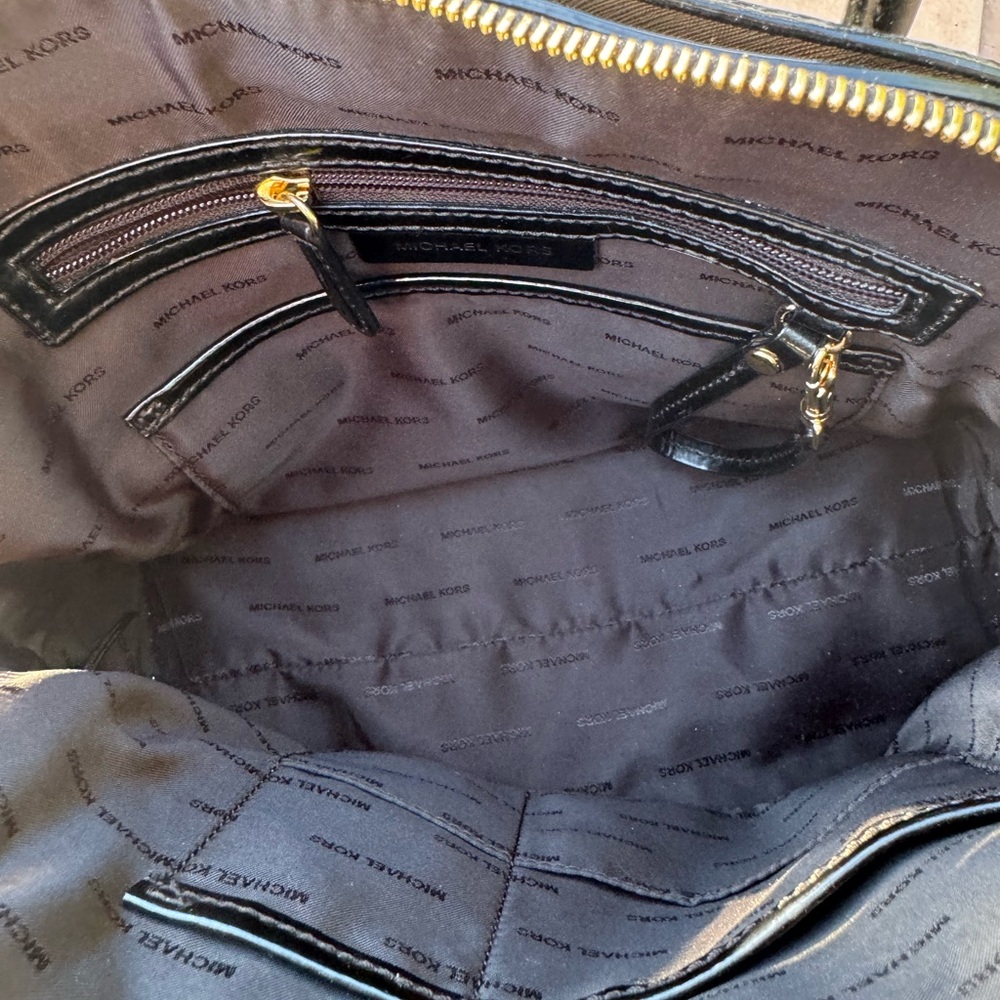 Michael Kors Glossy Black Patent Satchel with Gold Hardware - Picture 4 of 10